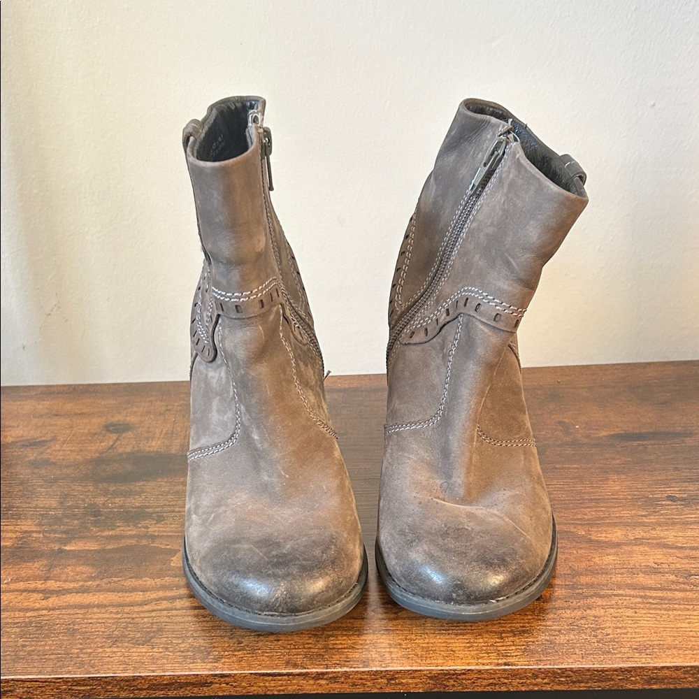 Clarks Distressed Brown Ankle Booties